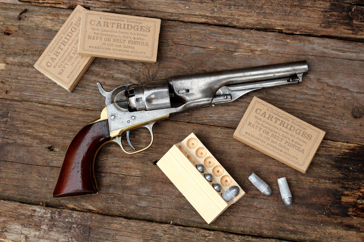 Civil war Colt style revolver cartridge box in .36 caliber 2pc 
